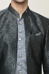 Arihant Rai Sinha_Grey Sherwani Silk Woven Geometric Jacket Set _Online_at_Aza_Fashions