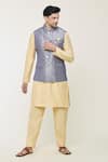 Buy_Arihant Rai Sinha_Grey Bundi Jacquard Woven Floral Flower And Kurta Set _at_Aza_Fashions