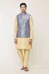 Buy_Arihant Rai Sinha_Grey Bundi Jacquard Woven Floral Flower And Kurta Set _Online_at_Aza_Fashions