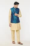 Buy_Arihant Rai Sinha_Blue Bundi Jacquard Woven Diamond And Kurta Set _at_Aza_Fashions