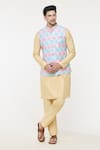 Buy_Arihant Rai Sinha_Multi Color Silk Embroidery Chevron Pattern Bundi And Kurta Set _at_Aza_Fashions