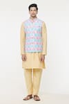 Buy_Arihant Rai Sinha_Multi Color Silk Embroidery Chevron Pattern Bundi And Kurta Set _Online_at_Aza_Fashions