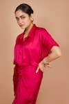 Shop_Pinki Sinha_Pink Satin Solid Flat Collar Shirt Dress _Online_at_Aza_Fashions