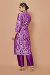 Shop_Pinki Sinha_Purple Banarsi Silk Woven Floral Mandarin Collar Kurta With Pant _at_Aza_Fashions