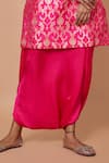 Buy_Pinki Sinha_Pink Banarsi Silk Woven Floral Mandarin Collar Kurta With Dhoti Pant _Online_at_Aza_Fashions