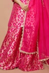 Pinki Sinha_Pink Banarsi Silk Woven Floral Keyhole Zari Kurta Sharara Set _Online_at_Aza_Fashions