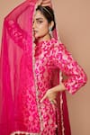 Pinki Sinha_Pink Banarsi Silk Woven Floral Keyhole Zari Kurta Sharara Set _at_Aza_Fashions