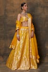 Buy_VISHWA BY PINKI SINHA_Yellow Banarsi Silk Woven Floral Jaal Lehenga Set With Unstitched Blouse Piece _Online_at_Aza_Fashions