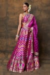 Buy_VISHWA BY PINKI SINHA_Purple Banarsi Silk Woven Chevron Lehenga Set With Unstitched Blouse Piece _at_Aza_Fashions