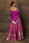 VISHWA BY PINKI SINHA_Purple Banarsi Silk Woven Chevron Lehenga Set With Unstitched Blouse Piece _Online_at_Aza_Fashions