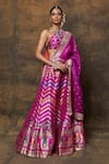 Buy_Pinki Sinha_Purple Banarsi Silk Woven Chevron Lehenga Set With Unstitched Blouse Piece _Online_at_Aza_Fashions