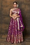 Buy_Pinki Sinha_Purple Banarsi Silk Woven Floral Vine Lehenga Set With Unstitched Blouse Piece _at_Aza_Fashions