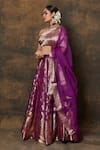 Buy_Pinki Sinha_Purple Banarsi Silk Woven Floral Vine Lehenga Set With Unstitched Blouse Piece _Online_at_Aza_Fashions