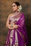 Shop_Pinki Sinha_Purple Banarsi Silk Woven Floral Vine Lehenga Set With Unstitched Blouse Piece _at_Aza_Fashions