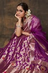 Shop_Pinki Sinha_Purple Banarsi Silk Woven Floral Vine Lehenga Set With Unstitched Blouse Piece _Online_at_Aza_Fashions