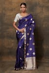 Buy_VISHWA BY PINKI SINHA_Blue Banarsi Silk Woven Butti Saree With Running Blouse Piece _at_Aza_Fashions