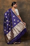 Shop_VISHWA BY PINKI SINHA_Blue Banarsi Silk Woven Butti Saree With Running Blouse Piece _at_Aza_Fashions