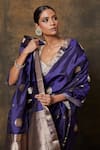 Buy_Pinki Sinha_Blue Banarsi Silk Woven Butti Saree With Running Blouse Piece _Online_at_Aza_Fashions