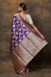 Shop_Pinki Sinha_Purple Banarsi Silk Woven Floral Vine Two-tone Saree With Running Blouse Piece _at_Aza_Fashions