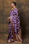 Pinki Sinha_Purple Banarsi Silk Woven Floral Vine Two-tone Saree With Running Blouse Piece _Online_at_Aza_Fashions