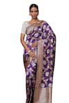 Buy_Pinki Sinha_Purple Banarsi Silk Woven Floral Vine Two-tone Saree With Running Blouse Piece _Online_at_Aza_Fashions