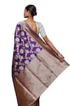 Shop_Pinki Sinha_Purple Banarsi Silk Woven Floral Vine Two-tone Saree With Running Blouse Piece _Online_at_Aza_Fashions