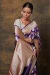 Buy_Pinki Sinha_Purple Banarsi Silk Woven Floral Vine Two-tone Saree With Running Blouse Piece 