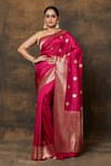 Buy_VISHWA BY PINKI SINHA_Pink Banarsi Silk Woven Butti Saree With Running Blouse Piece _at_Aza_Fashions