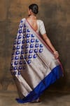 Shop_VISHWA BY PINKI SINHA_Blue Banarsi Silk Woven Floral Vine Saree With Running Blouse Piece _at_Aza_Fashions