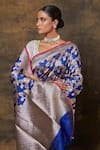 Buy_VISHWA BY PINKI SINHA_Blue Banarsi Silk Woven Floral Vine Saree With Running Blouse Piece _Online_at_Aza_Fashions