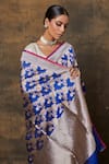 Shop_Pinki Sinha_Blue Banarsi Silk Woven Floral Vine Saree With Running Blouse Piece _Online_at_Aza_Fashions