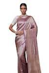 Pinki Sinha_Purple Banarsi Silk Woven Floral Vine Saree With Running Blouse Piece _Online_at_Aza_Fashions