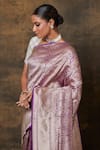 Shop_VISHWA BY PINKI SINHA_Purple Banarsi Silk Woven Floral Vine Saree With Running Blouse Piece _Online_at_Aza_Fashions