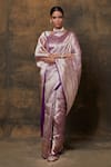 Pinki Sinha_Purple Banarsi Silk Woven Floral Vine Saree With Running Blouse Piece _at_Aza_Fashions