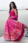 Buy_Pinki Sinha_Pink Banarsi Silk Woven Floral Chevron Lehenga Set With Unstitched Blouse Piece _Online_at_Aza_Fashions