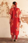 Shop_Archana Shah_Red Bemberg Silk Print Floral Round Flower Moroccan Tunic With Pant _at_Aza_Fashions