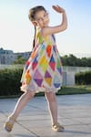 Shop_Anaario_Multi Color Cotton Silk Printed Triangle Dress _at_Aza_Fashions