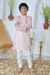 Shop_The Plum Bum_Beige Cotton Linen Chevron Pattern Kurta With Pant _at_Aza_Fashions