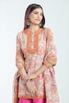 Shop_Debyani + Co_Pink Chanderi Printed Floral Round Kurta Sharara Set _Online_at_Aza_Fashions