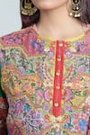 Shop_Debyani + Co_Multi Color Silk Printed Floral Round Paisley Kurta Dhoti Pant Set _Online_at_Aza_Fashions