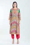 Buy_Debyani + Co_Multi Color Silk Printed Floral Round Paisley Kurta Dhoti Pant Set 