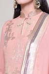 Buy_Nakul Sen_Pink 100% Silk Chiffon Embellished Sequins Mandarin Kurta Farshi Palazzo Set _Online_at_Aza_Fashions