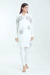 NAMRATA JOSHIPURA_Ivory Linen Crepe Embroidered Floral Tunic Collar Alder Straight _Online_at_Aza_Fashions