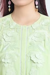 Buy_Namrata Joshipura_Green Textured Georgette Embroidered Floral Kaftan Round Dahlia Top 