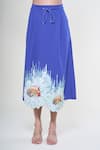 Buy_Rahul Mishra_Blue Jersey Embroidered Floral Midi Skirt _Online_at_Aza_Fashions