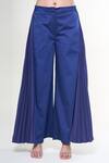 Rahul Mishra_Blue Solid Side Pleated Trouser _Online_at_Aza_Fashions