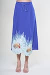 Buy_Rahul Mishra_Blue Jersey Embroidered Floral Skirt _Online_at_Aza_Fashions