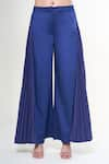 Rahul Mishra_Blue Solid Side Pleated Trouser _Online_at_Aza_Fashions