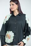 Rahul Mishra_Black Embroidered Carnation Floral Shirt Collar  _at_Aza_Fashions