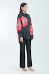 Rahul Mishra_Black Poplin Embroidered Hibiscus Floral Shirt Collar Applique _Online_at_Aza_Fashions